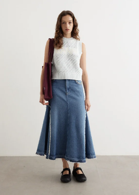 Trendy Clothing Sale Heavy Denim Midi Skirt