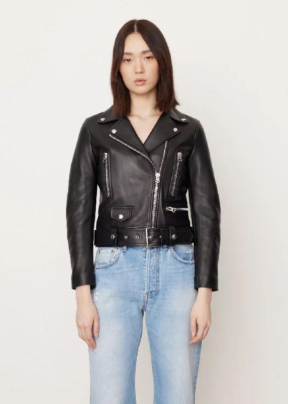 Elegant Ensemble Leather Biker Jacket