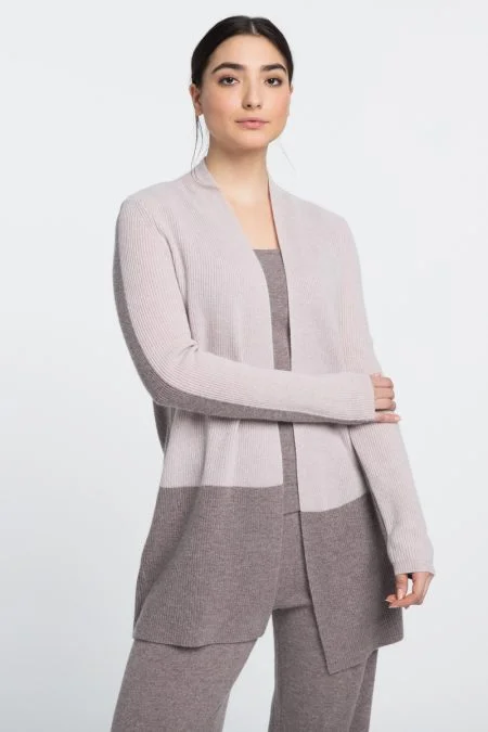 Comfort Meets Fashion Kinross Cashmere Rib Colorblock Cardigan