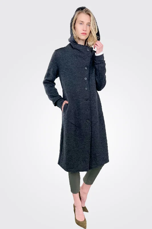 Trendy Styles Hooded Coat - Charcoal