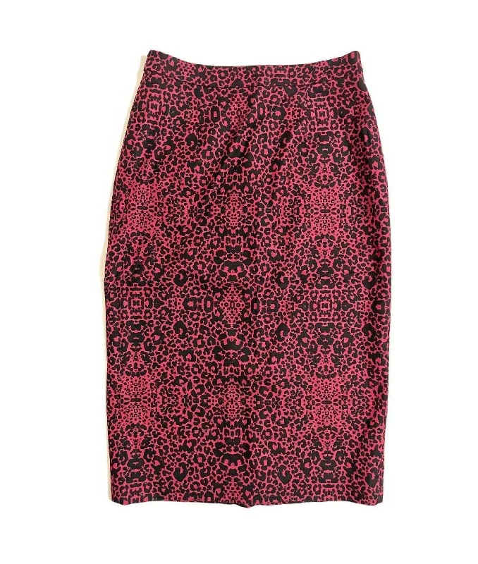 Season Transition Versatile Wear Clearance Women's Above Knee Stretch Leopard Print Pencil Skirt In Black, Red