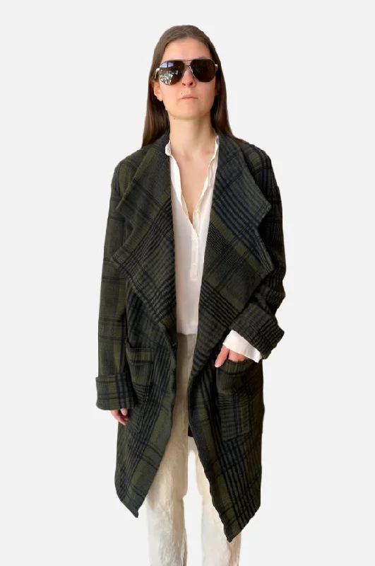 Fashion Forward, Function First Plaid Long Jacket - Green