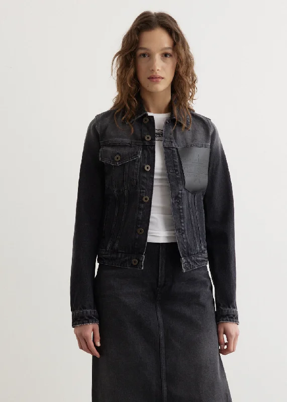 Limited Time Offer Denim Jacket With Leather Pocket