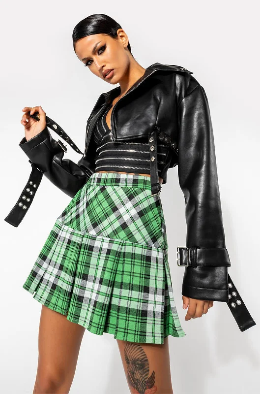 Sale Event, Prices Rock CHIC MINI PLAID SKIRT IN GREEN