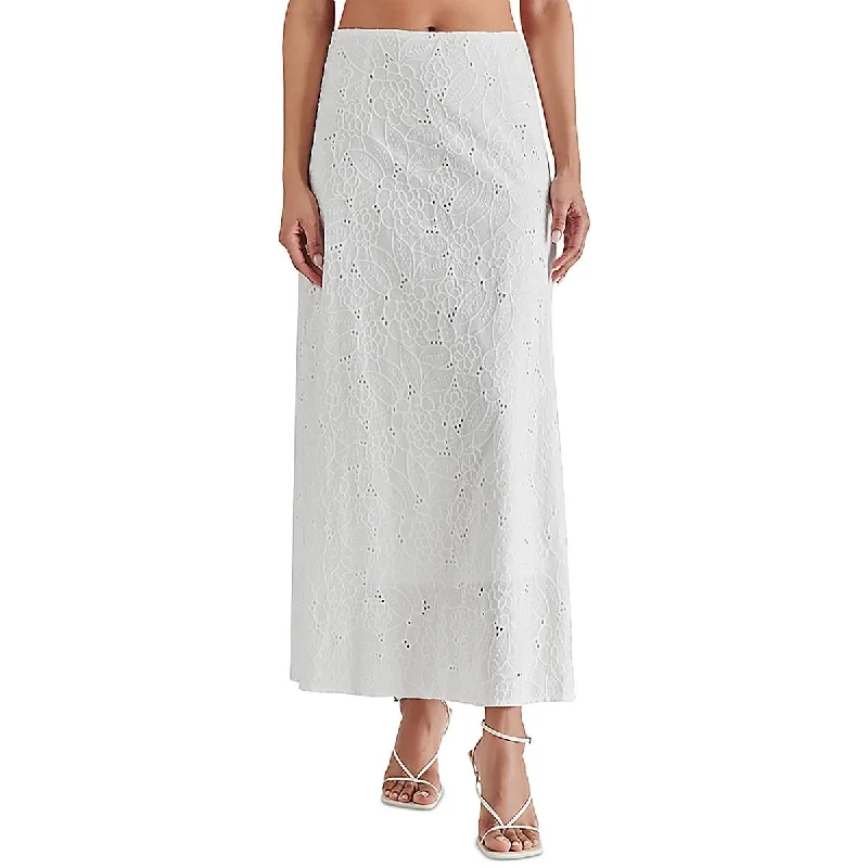 Coastal Beach - Inspired Style Womens Eyelet Embroidered Maxi Skirt