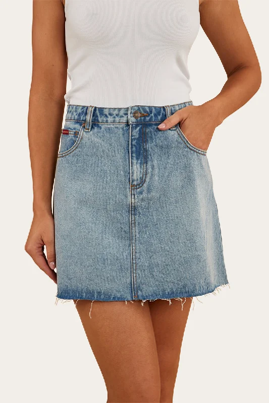 Effortless Chic Apparel Venice Womens Denim Skirt - Light Wash Blue