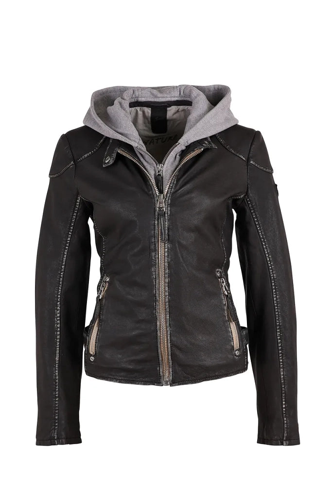 Flash Sales Finja Hooded Leather Jacket - Graphite