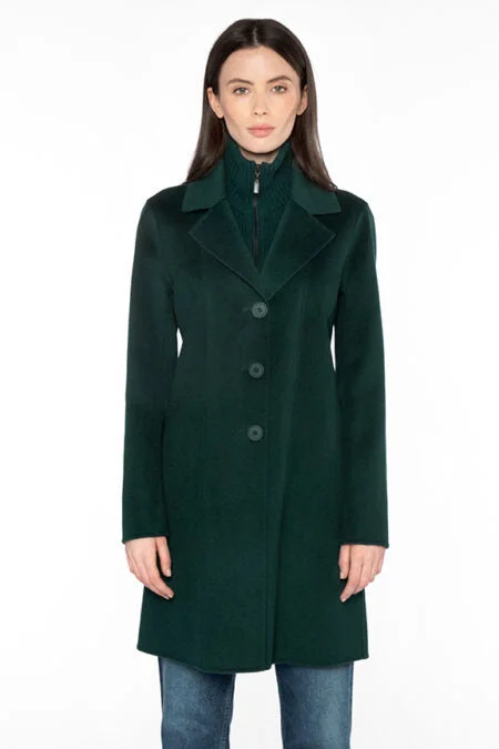 Everyday Fashion Kinross Cashmere Knit Insert Notch Collar Coat