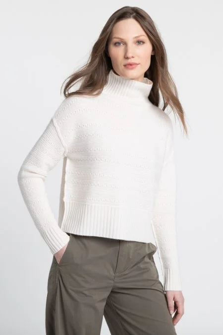 Trend Forward Threads For Her Kinross Cashmere Crop Textured Mock